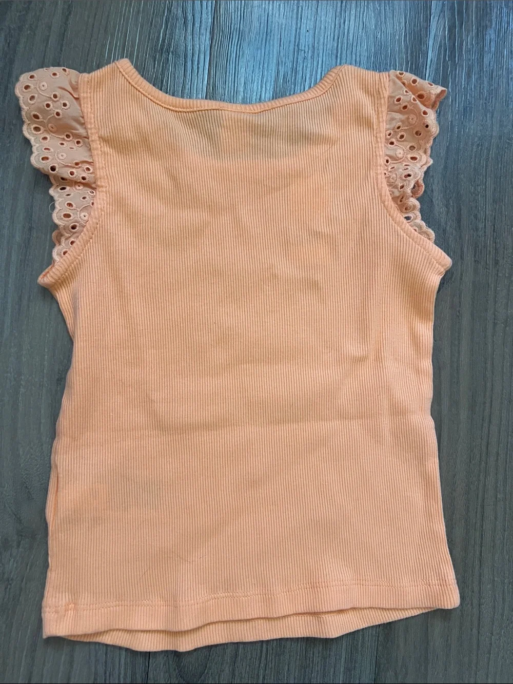 GAP Girls Orange Ribbed Tank with Eyelet Flutter Sleeves